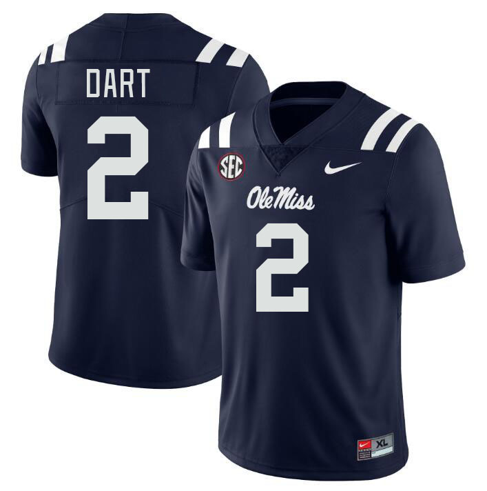 Ole Miss Rebels #2 Jaxson Dart College Football Jerseys Stitched Sale-Navy